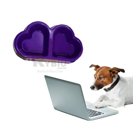 Plato Morado con Bebedero para Mascotas en Forma de Corazon