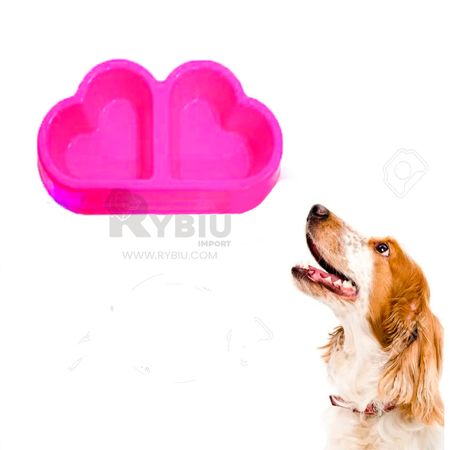 Plato Rosa Corazon para Perros y Gatos