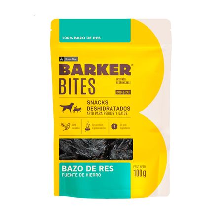 Snacks Deshidratados para Perros y Gatos Barker Bites Bazo Res 100g