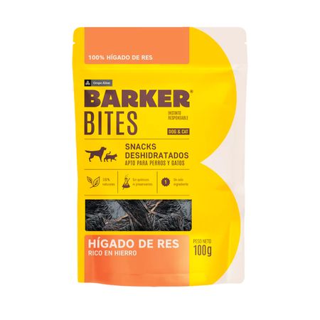 Snacks Deshidratados para Perros y Gatos Barker Higado de Res 100g