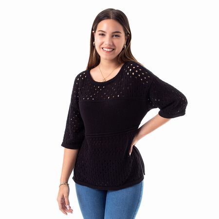 Chompa Taliz Hilos Mujer Pionier Negro M