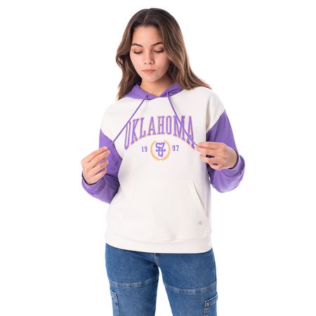 Polera Atenha Franela Mujer Squeeze Ivory/Lavanda M