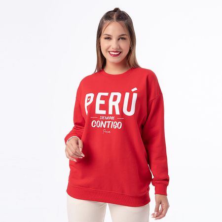 Polera Contigo Peru Franela Mujer Pionier Rojo L