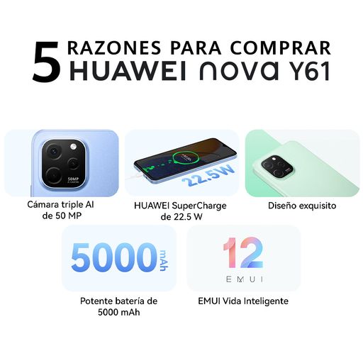 Celular 4G Huawei Y61 Negro 64GB, 64GB