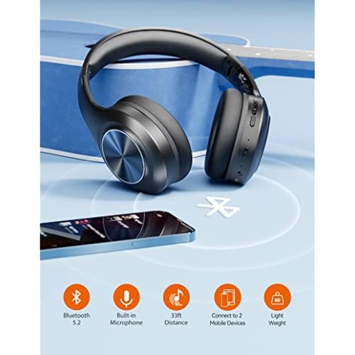 Auriculares inalámbricos Bluetooth sobre la oreja con micrófono integrado y  cable de 0.138 in para modo de auriculares con cable con almohadillas