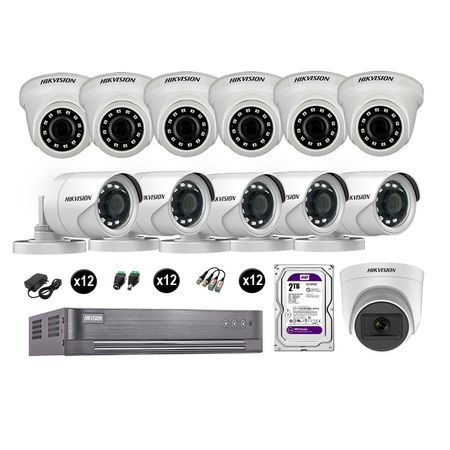 Cámaras de Seguridad Hikvision Kit 12 Vigilancia Full Hd 1Tb 1 Cámara con Audio Completo