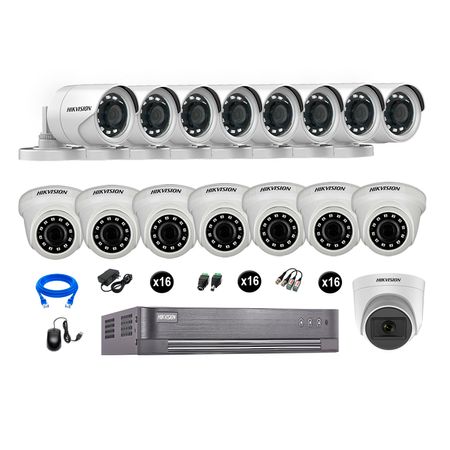 Cámaras de Seguridad Hikvision Kit 16 Vigilancia Full Hd 1Tb 1 Cámara con Audio