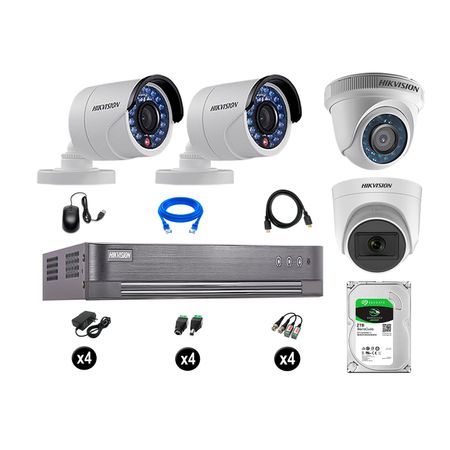 Cámaras de Seguridad Hikvision Kit 4 Vigilancia Hd 720P 1 Cámara con Audio