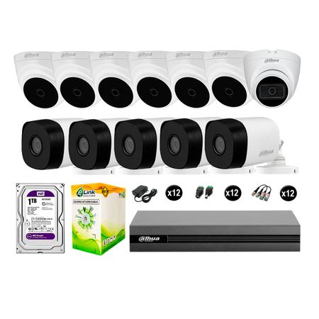 Cámaras Seguridad Kit 12 Dahua Full Hd 1tb 1 Cámara con Audio Completo