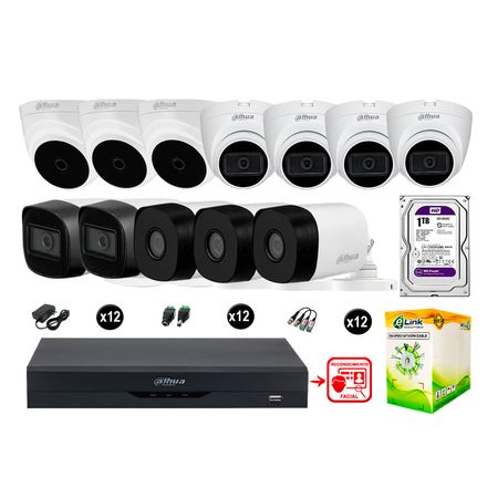 Cámaras Seguridad Kit 12 Fhd 6 Camara Audio 1tb Reconocimiento Facial