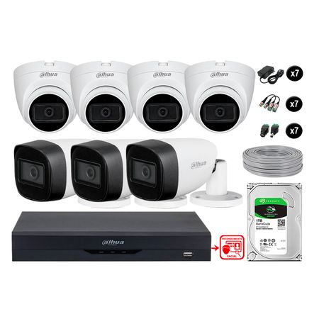 Cámaras Seguridad Kit 7 Con Audio Fhd Disco 1tb Reconocimiento Facial