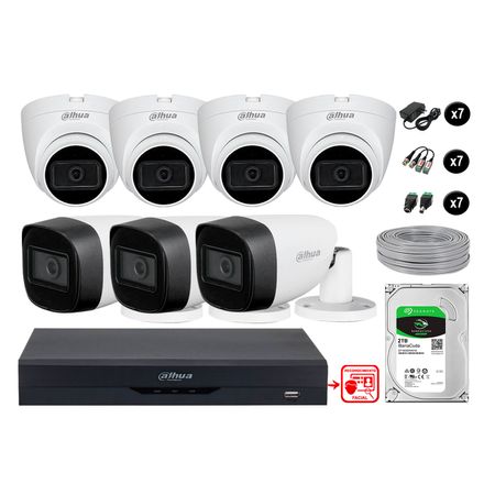 Cámaras Seguridad Kit 7 Con Audio Fhd Disco 2tb Reconocimiento Facial