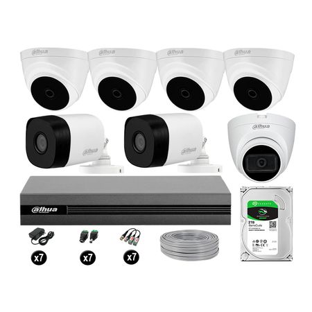 Cámaras Seguridad Kit 7 Dahua Hd 720p 2tb 1 Cámara con Audio Completo