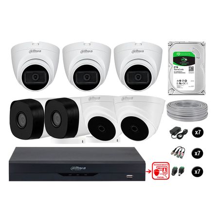 Cámaras Seguridad Kit 7 Fhd 3 Camara Audio  2tb Reconocimiento Facial