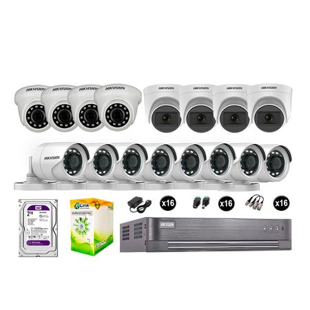 Kit 16 Cámaras de Seguridad Hikvision Full Hd Vigilancia 4 Cámara Audio Incorporado Disco 2Tb