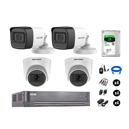 Kit 4 Cámaras de Seguridad Hikvision Audio Incorporado Full Hd 1080P Vigilancia Disco Duro 2Tb