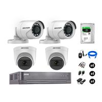 Kit 4 Cámaras de Seguridad Hikvision Full Hd Vigilancia 02 Cámara Audio Incorporado Disco Duro 2Tb