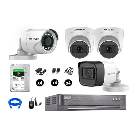 Kit 4 Cámaras de Seguridad Hikvision Full Hd Vigilancia 3 Cámara Audio Incorporado Disco Duro 2Tb