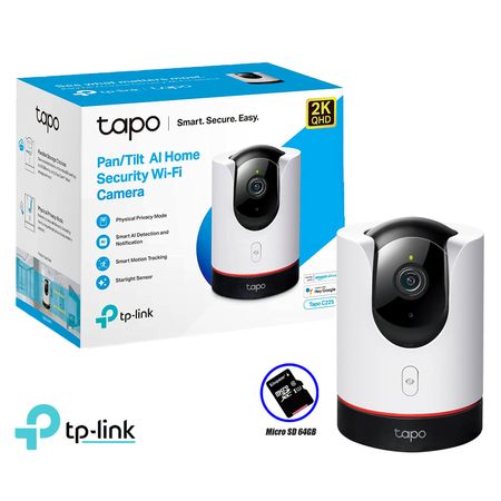 Cámara de Seguridad Wi Fi Tp Link Tapo C225 Giratoria 360 2K  Sd 64Gb