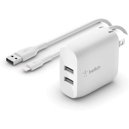 Cargador Belkin USBx2 24W iPhone 12 + Lightning to USB-A - WCD001dq1MWH