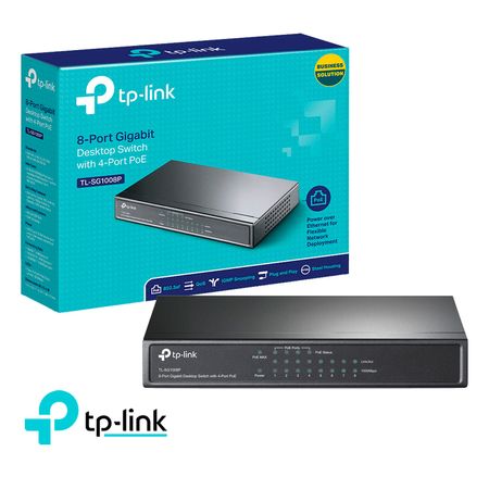 TP Link Switch TL SG1008P 8 Puertos RJ45 10,100,1000Mbps 4 PoE