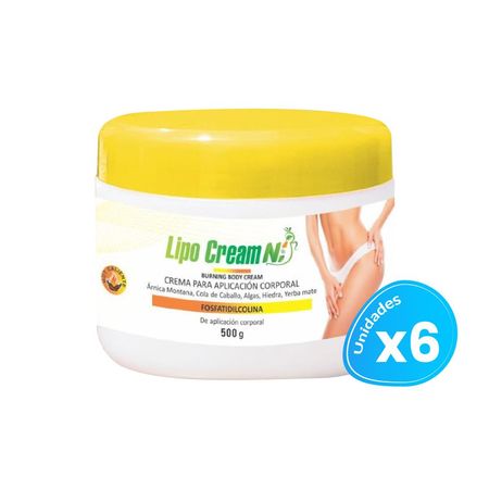 Cremas Corporal Quemador Tapa Amarilla Lipo Cream Ni x 500g 6 Unidades