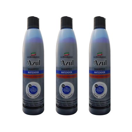 Shampoo Matizador Azul Acción Anti-Anaranjado La Brasiliana x 250g 3 Unidades