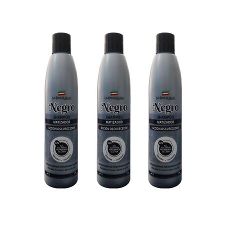 Shampoo Matizador Negro Acción Oscurecedor La Brasiliana x 250g 3 Unidades