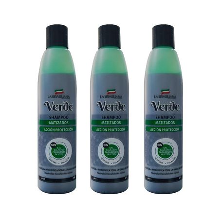 Shampoo Matizador Verde Acción Protección La Brasiliana x 250g 3 Unidades