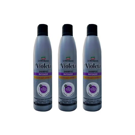 Shampoo Matizador Violeta Acción Anti-Amarillo La Brasiliana x 250g 3 Unidades