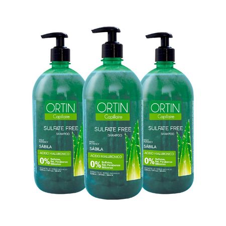 Shampoo Ortin Alta Potencia en Sabila la Cooper 1lt 3 Unidades