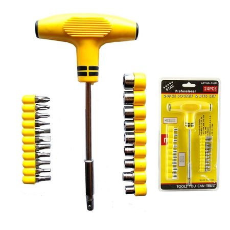 Juego de Destornilladores en T de 24 Piezas Trinquete Llaves Dado