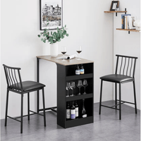 Mesa Bar + 2 Sillas McGrory Ventitas Home Rovere y Negro