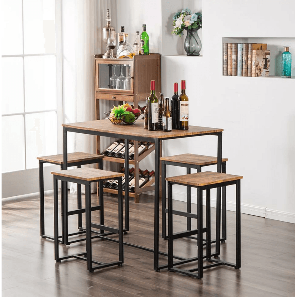 Mesa Bar + 4 Sillas Griffit Ventitas Home Caramelo