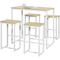 Mesa Bar + 4 Sillas Okuwaki Ventitas Home Rovere y Blanco