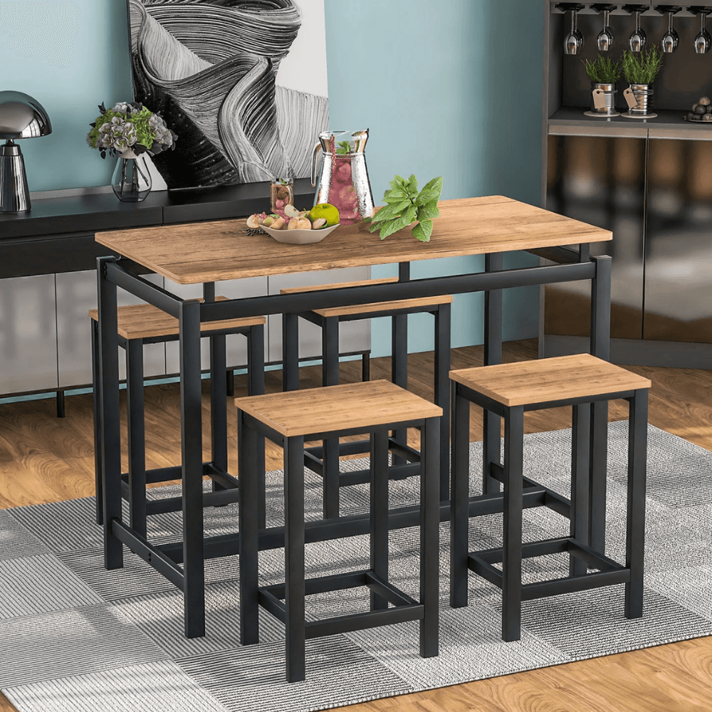 Mesa Bar + 4 Sillas Thalia Ventitas Home Castaño