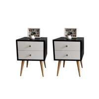 COMBO 2 Veladores Vintage 2 Cajones Ventitas Home Negro