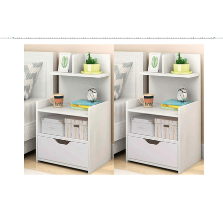 COMBO 2 Veladores Vintage Kiara 1 Cajón Ventitas Home Blanco