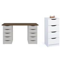 COMBO Velador Iker + Escritorio Vintage Zarek Ventitas Home Duna y Blanco