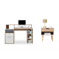COMBO Velador Kylie + Escritorio Ventitas Home Duna y Blanco