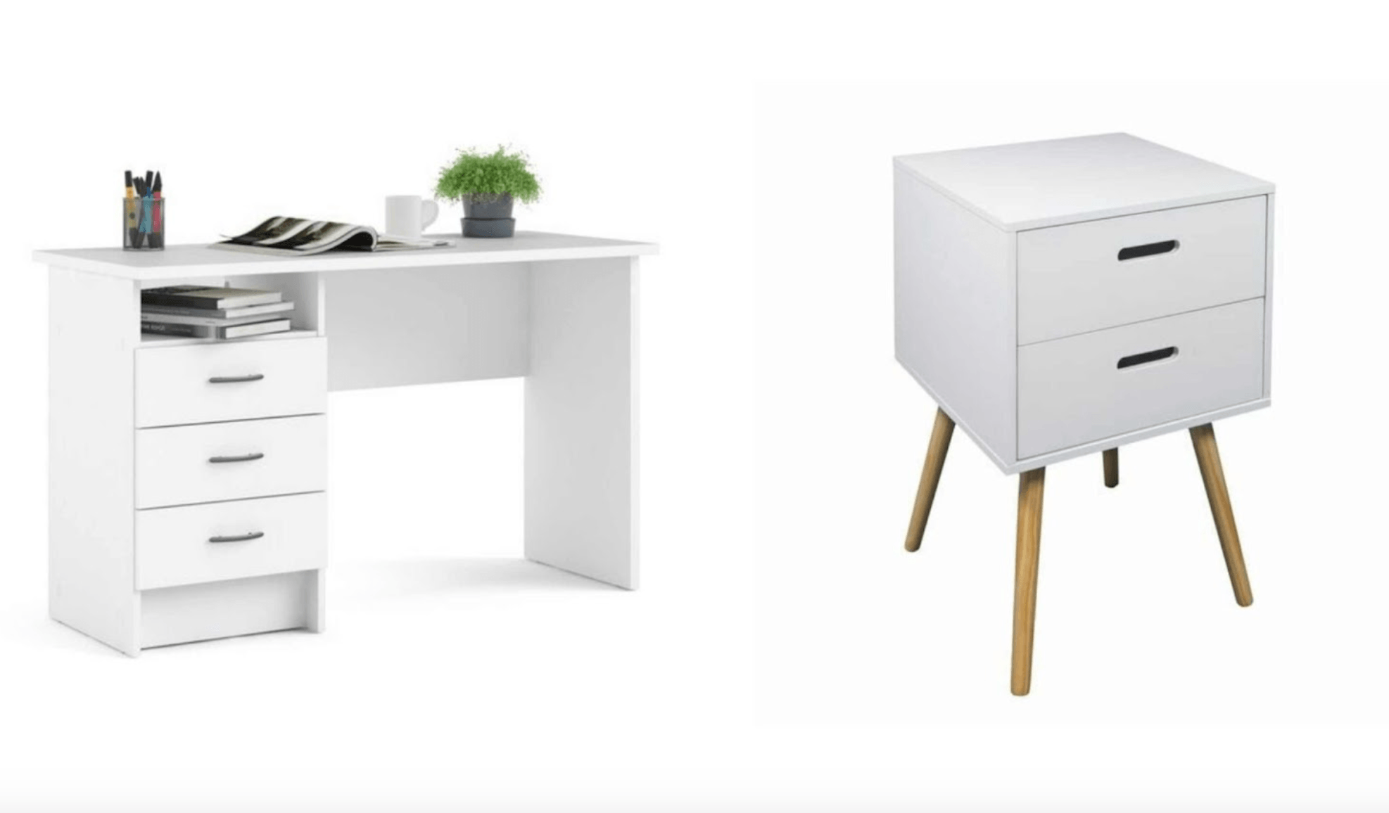 COMBO Velador Stacy + Escritorio Kendall Ventitas Home Blanco