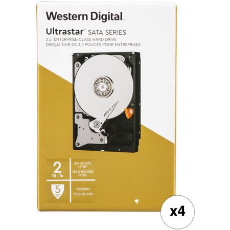 Kit de Hdd Interno para Centro de Datos Wd Ultrastar de 2Tb 7200 Rpm Sata 3.5 Retail 4 Pack