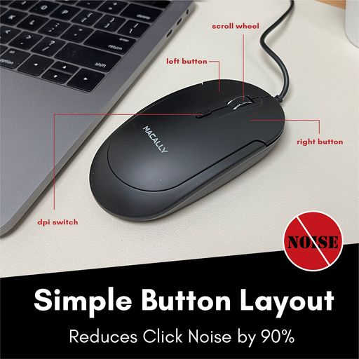 Mouse Optico Con Rueda Scroll Slim Con Cable Usb Color Negro En