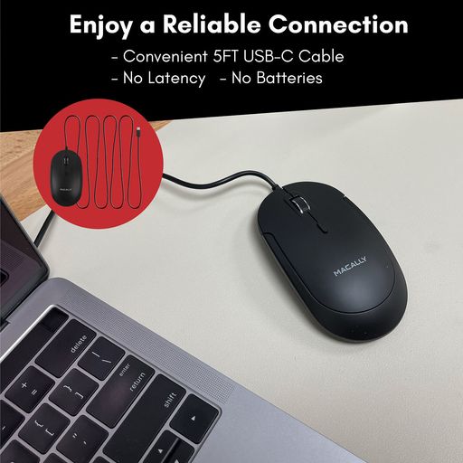 Macally Ratón silencioso con cable – Ratón USB delgado y compacto para  Apple Mac o Windows PC portátil/escritorio – Diseñado con sensor óptico e