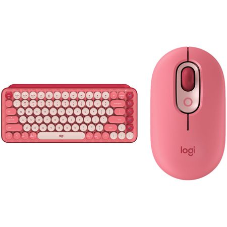 Bundle de Teclado Inalámbrico y Ratón Silencioso Logitech Pop Keys Pop Heartbreaker Rose