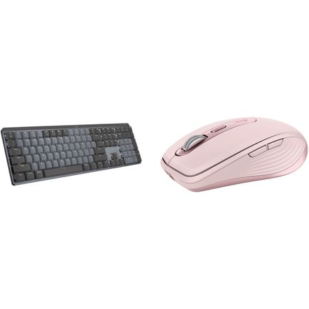 Set de Teclado Inalámbrico Mecánico Logitech Mx y Mouse Mx Anywhere 3 Interruptores Lineales Rosa