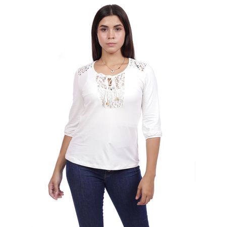 Polo Encaje Azayu Primavera Crema Talla L