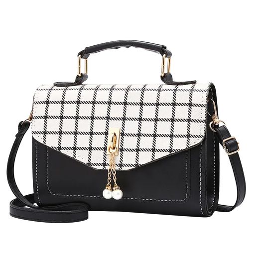 Bolso Cartera Cuadros Mujer Elegante Moderno Negro plazaVea