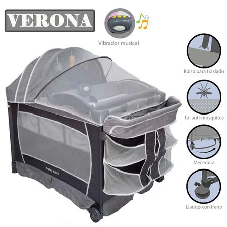 Cuna Corral Baby Kits Verona Gris