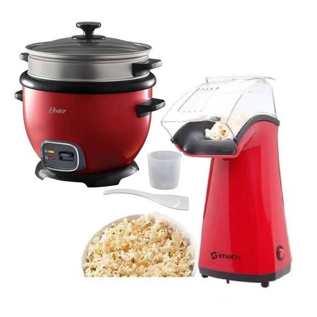 Combo Arrocera Multiusos Oster Rojo y Máquina de Pop Corn Imaco Rojo